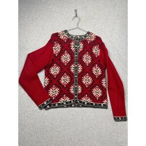 Vintage Paul Harris Womens Wool Knit Cardigan Sweater M Fair Isle Grannycore